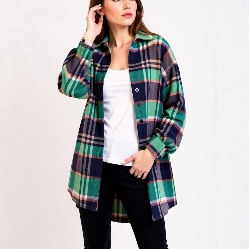 Women's Autumn Clothing Fashion Outfits Shawl Flannel Plaid Button Long Sleeve Shirt Jacket Women's Autumn Clothing Fashion Outfits Shawl Flannel Plaid Button Long Sleeve Shirt Jacket