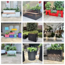 2025不锈钢花箱坐凳 网红款彩色花架 多肉植物种植花盆太阳能灯箱