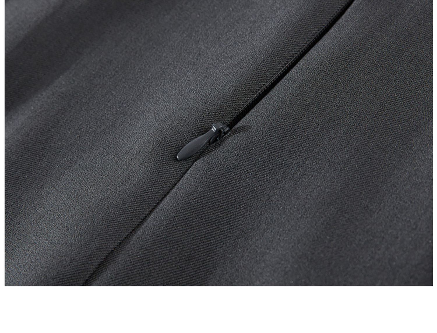 Chân váy vest xám nữ cạp cao dáng chữ A xếp ly dài 81 cm — Len đen thông thường (dài 81cm ) chi tiết 8