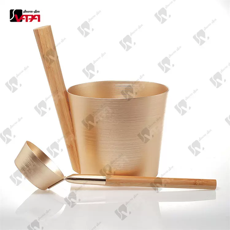 强推！出口品质 氧化 5L桑拿铝桶 竹柄   桑拿附件   桑拿房用品