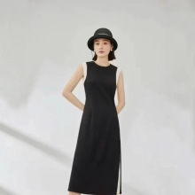 2025早春SD家 气质夏季无袖针织连衣裙显瘦外穿黑白拼色打底裙子