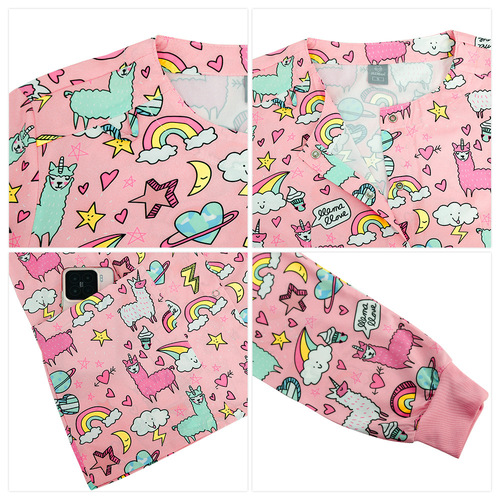 New product stretch printed short-sleeved shirt, nurse's clothes, surgical clothes, doctor's clothes, clinic dental hand-washing clothes