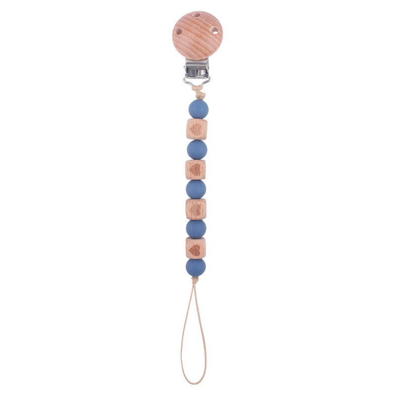 Nueva Cadena de chupete de cuentas de silicona Patrón de corazón de haya calmante para bebés Cuentas de haya Cadena de chupete de silicona cadena anti-caída