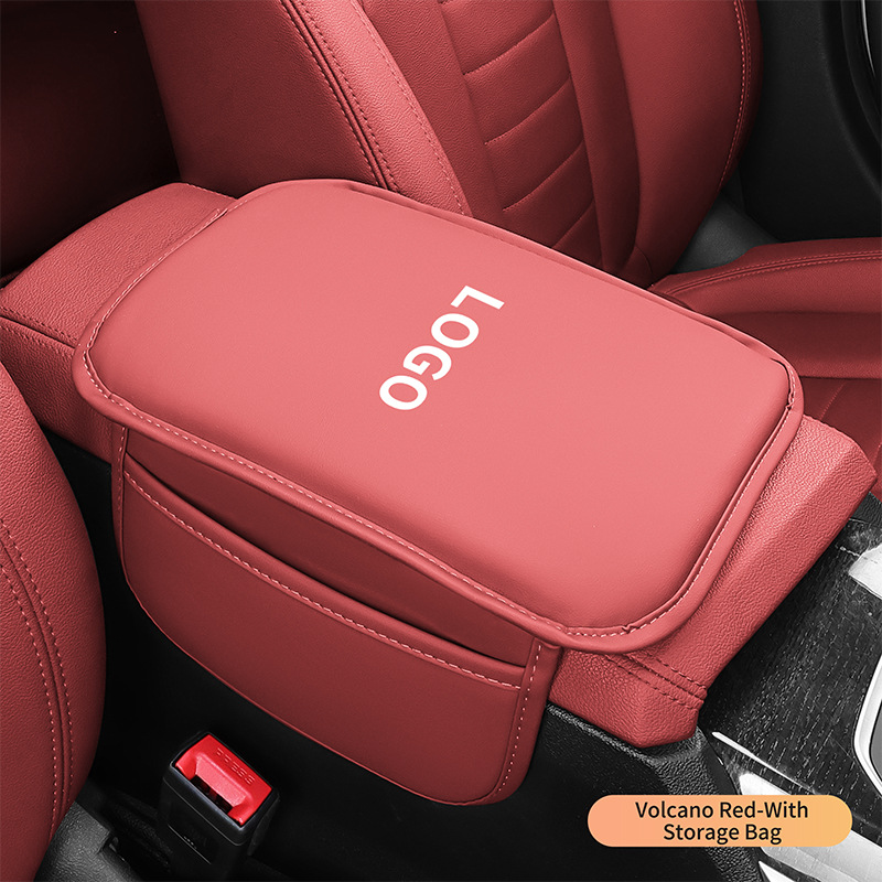 Leather Elbow – Universal Armrest box pad - bright-red