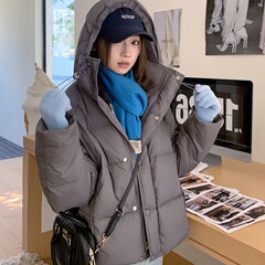 连帽短款泡芙棉服女冬季新轻便简约羽绒棉棉服宽松面包服棉袄外套