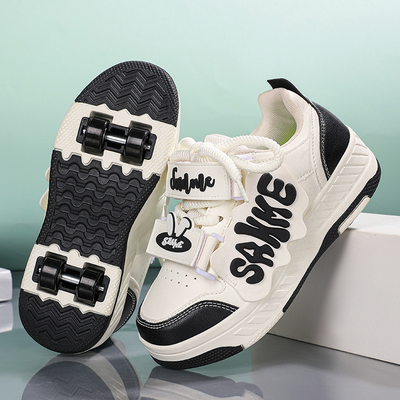 Student Roller Skates, Kidsren's Four-Wheel Heelys Shoes, Boys and Girls, Adult Heelys Shoes, Flying Shoes with Wheels for Women