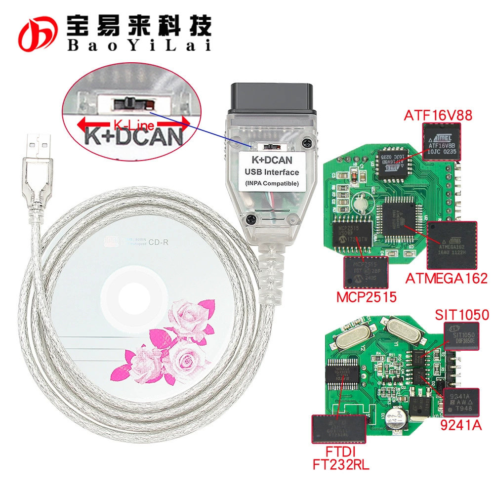 Inpa USB для BMW K+Dcan ft232rl с переключателем BMW E шасси автомобильная диагностическая линия