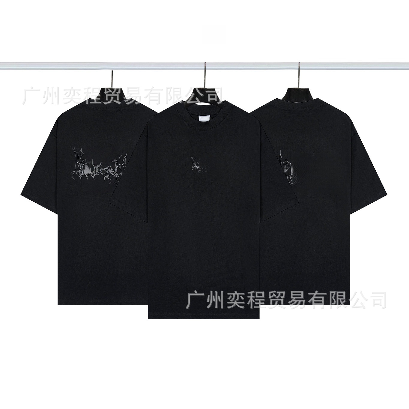 哥特火焰艺术字体短袖黑色