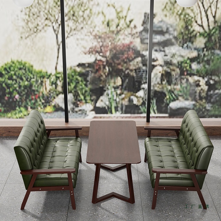 复古酒吧清吧奶茶店咖啡厅桌椅组合餐厅卡座沙发洽谈酒馆商用休闲