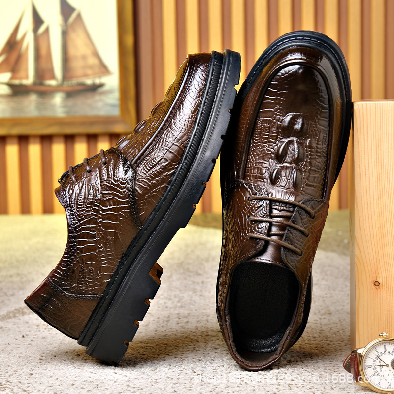 First-Layer Cowhide New Men's Business Formal Casual Leather Shoes Fashionable and Versatile Office Men's Shoes Wedding Shoes Rubber Soles