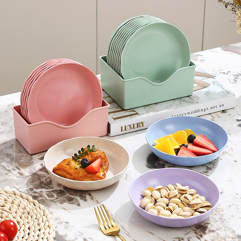 Amazon Disposable Dinner Plate Household Plastic Bone Dish Fruit Plate Degradable Outdoor Picnic Small Plate Wholesale