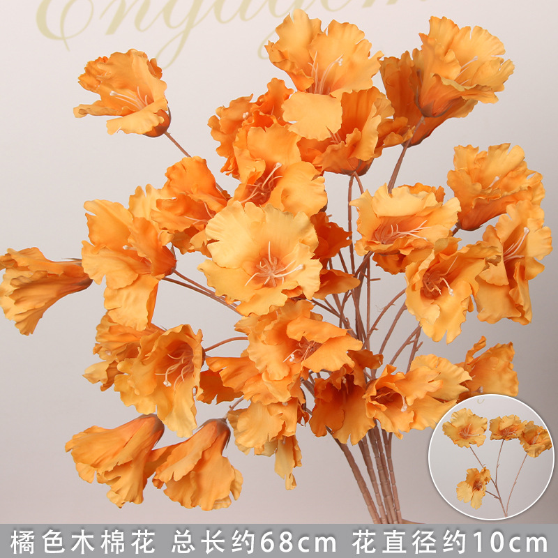 Flores de imitación naranja peonía naranja hortenida neblina orquídea flor flor de boda seda naranja