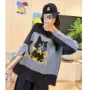 圆领宽松撞色长袖小猫