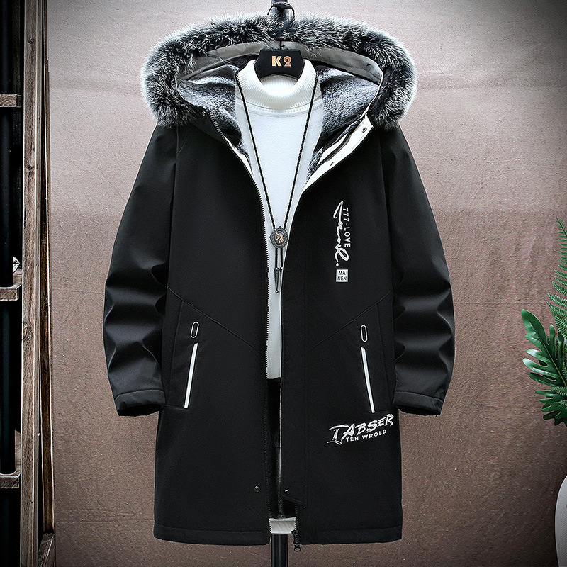 Mainly Recommended Men's Parka Mid-Length Winter Velvet Thickeneded Windbreaker Hooded Jacket Jr917-P90