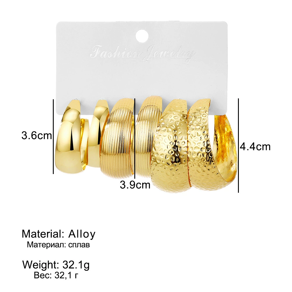 3PRS/SET БОЛЬШИЕ ХУУПС ПАНК СЕРЕБРО ЗОЛОТОЕ ЖЕНСКИЕ studs серьги