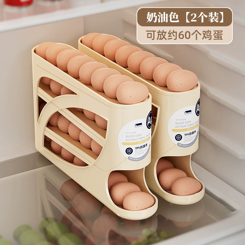 Refrigerator Egg Storage Box, Automatic Rolling, Multi-Layer Large Capacity, Plastic