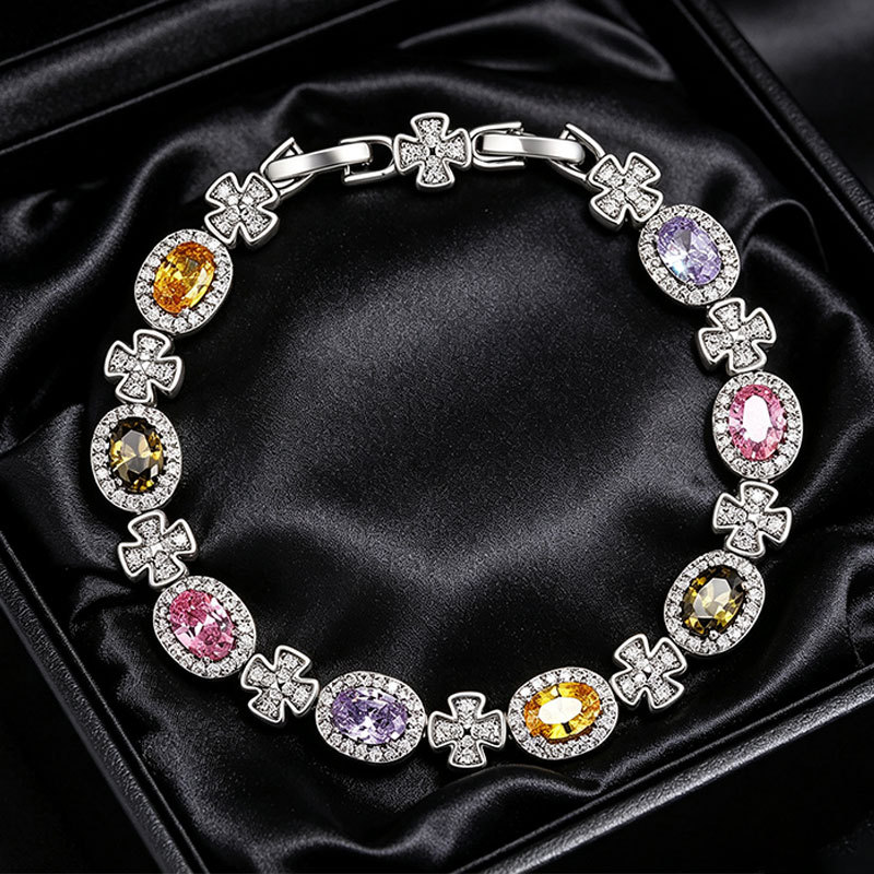 Pulsera de Flores con Gemas, Aleación de Cobre, Galvanizado, para Mujer image 8