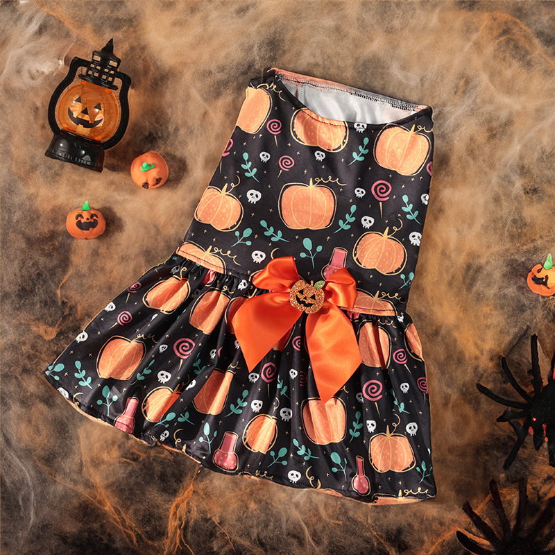 Ropa para mascotas Fiesta de Halloween Falda para mascotas de calabaza Teddy Bomei Ropa para perros pequeños y medianos Estilo explosivo transfronterizo