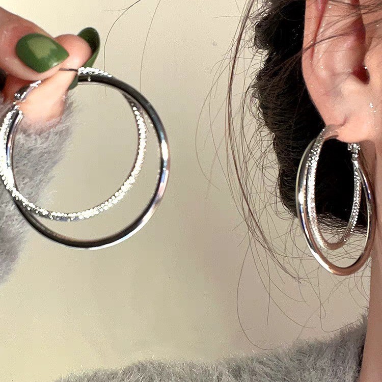 Double hoop large earrings