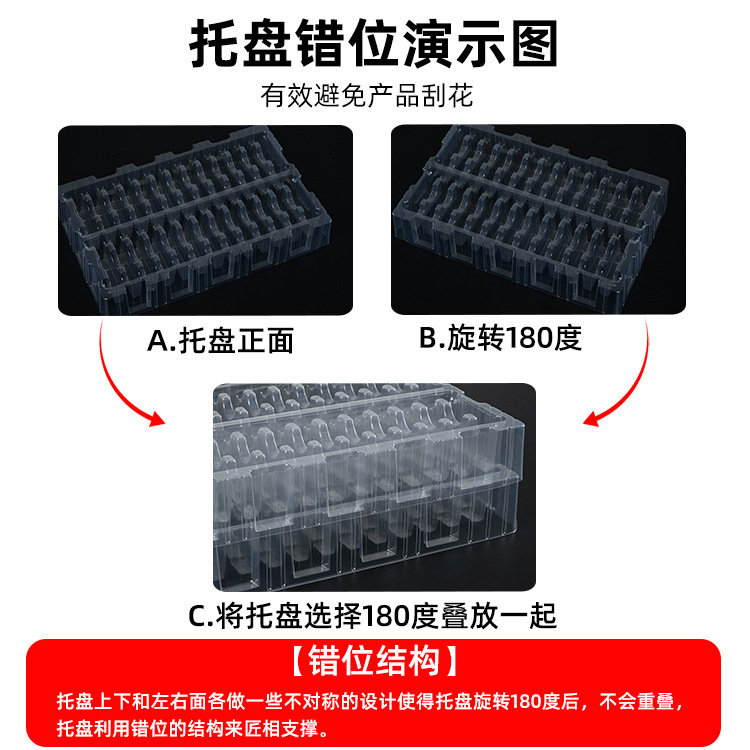 PET ブリスター包装箱帯電防止物流ターンオーバープラスチック包装箱電子部品ブリスタートレイ|undefined