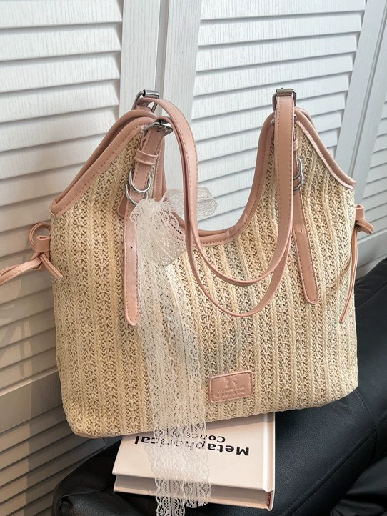 Trend capacious beach straw woven one-shoulder bag