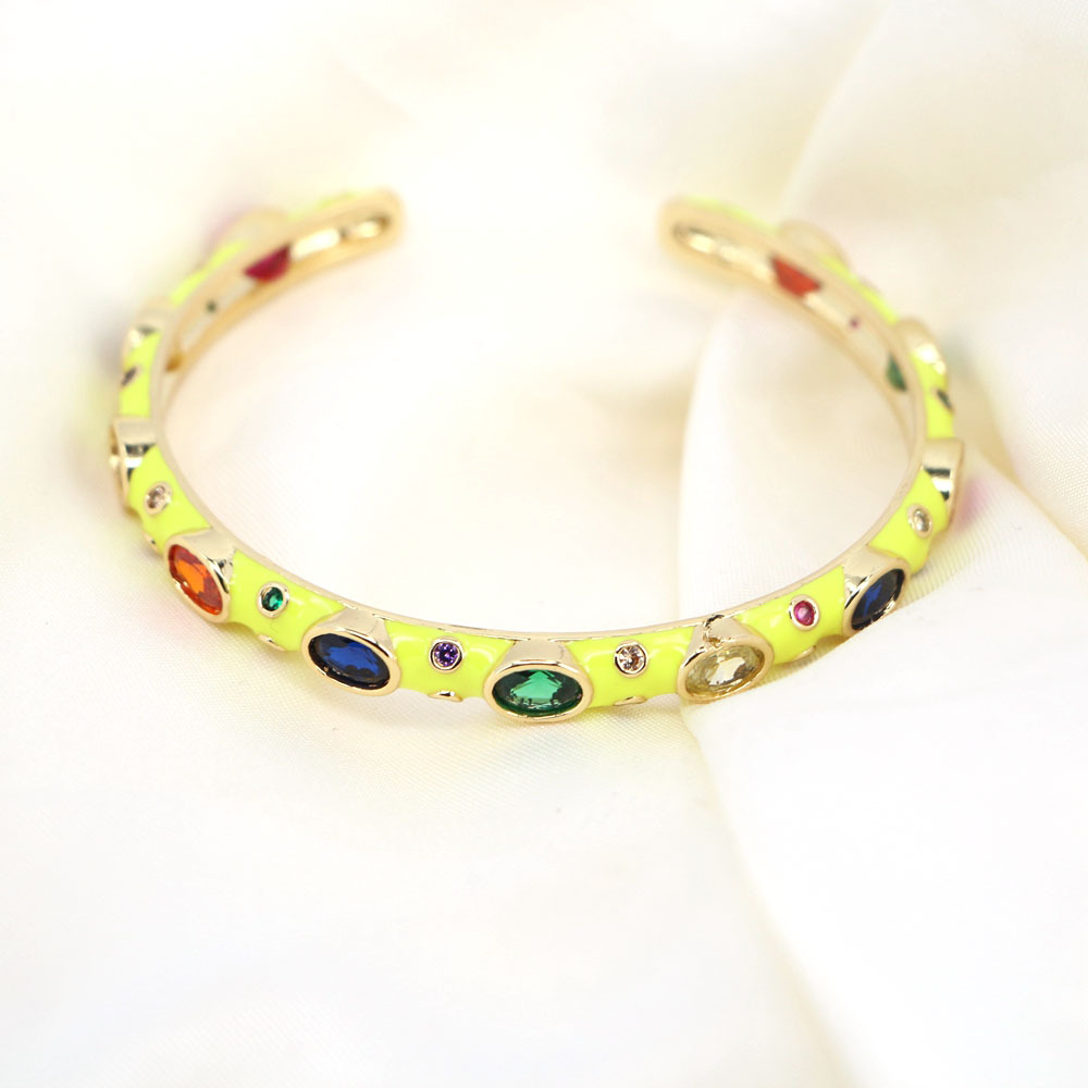 Vintage Micro-inlaid Zircon Color Dripping Oil Adjustable Opening Bracelet display picture 4