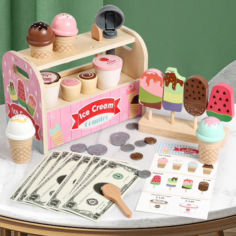 Educación temprana simulación de cocina de helado helado barra de hielo tienda de juguetes de rol puzzle