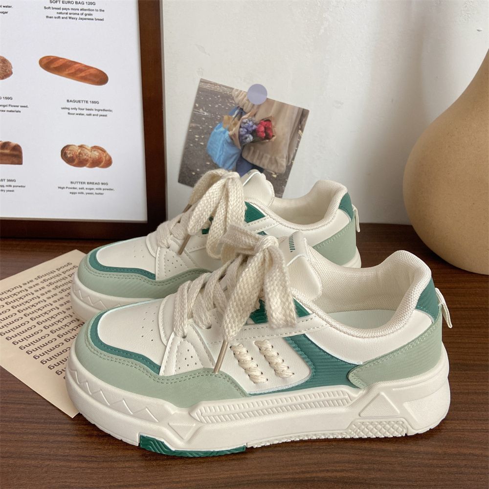 Women's Casual Sneakers Thick Sole Versatile White Shoes_voghion.com