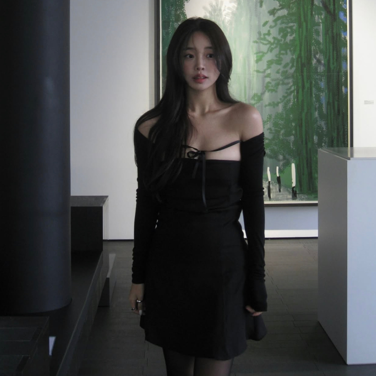 Not Your Rose Lace-Up Off-Shoulder Dress Ballet Girl Style Pure Desire Korean Sohyi Ins Blogger Same Style