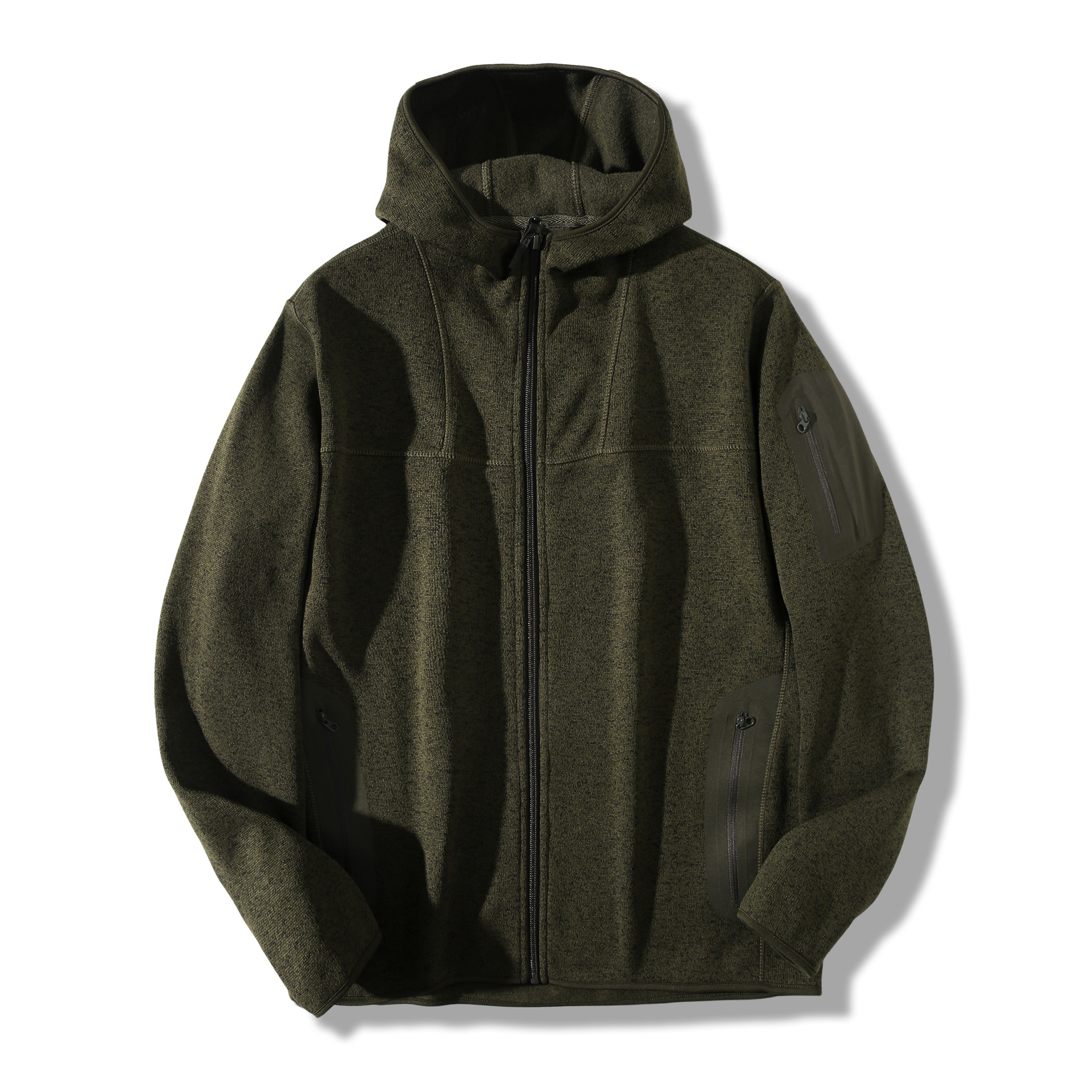 [bird] covert stand collar outdoor sports leisure thick warm fleece cardigan stand collar hooded coat