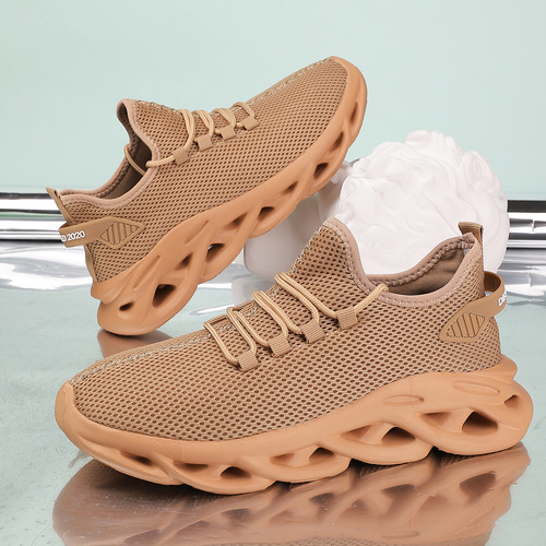 Popular large size casual sneakers, men's mesh shoes, twist sole, running casual shoes, men's shock-absorbing light soft sole
