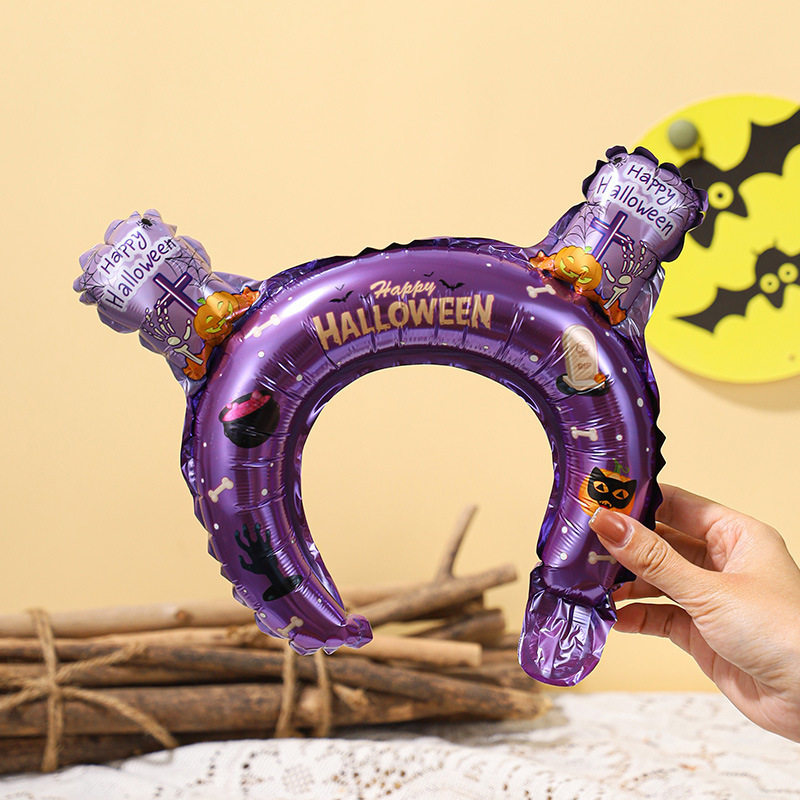 新品卸売ハロウィンアルミ膜バルーンイベントシーン装飾カボチャ幽霊カチューシャ手首ハロウィンバルーン|undefined