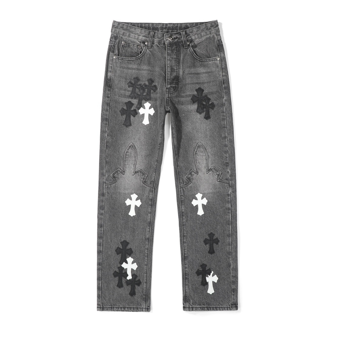 2025 Spring/Summer New Ch Crow Cross City Limited Edition Flame Gray Jeans for Men and Women One Piece
