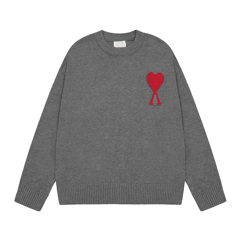 大注目！ ami セーター ラウンドネック ビッグラブ 25ss 新しいカップルルーズ長袖クロスボーダーウール女性のセーター|undefined