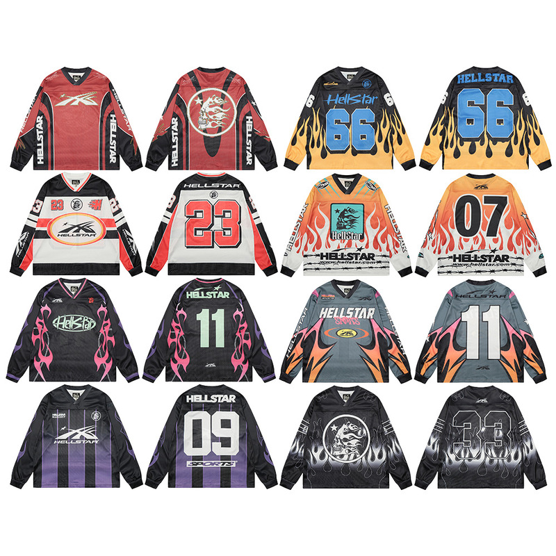 Cross-Border Fashion Hellstar New American Street Hip-Hop Casual Breathable Versatile Mesh Long Sleeves