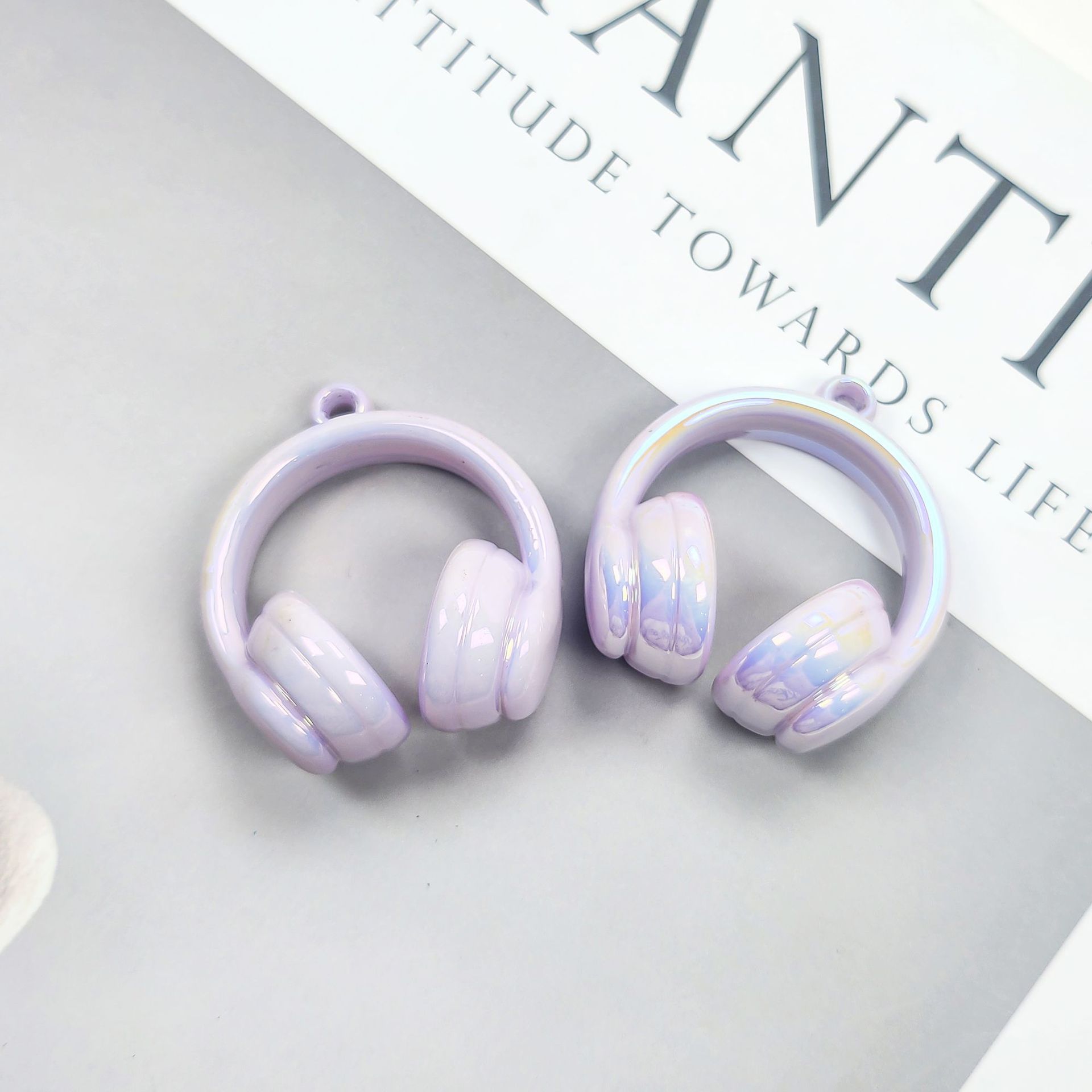 アクリルペイント 2 色グラデーションヘッドフォンビーズぶら下げ穴ビーズ diy 携帯電話チェーンペンダントネックレス素材ジュエリーアクセサリー