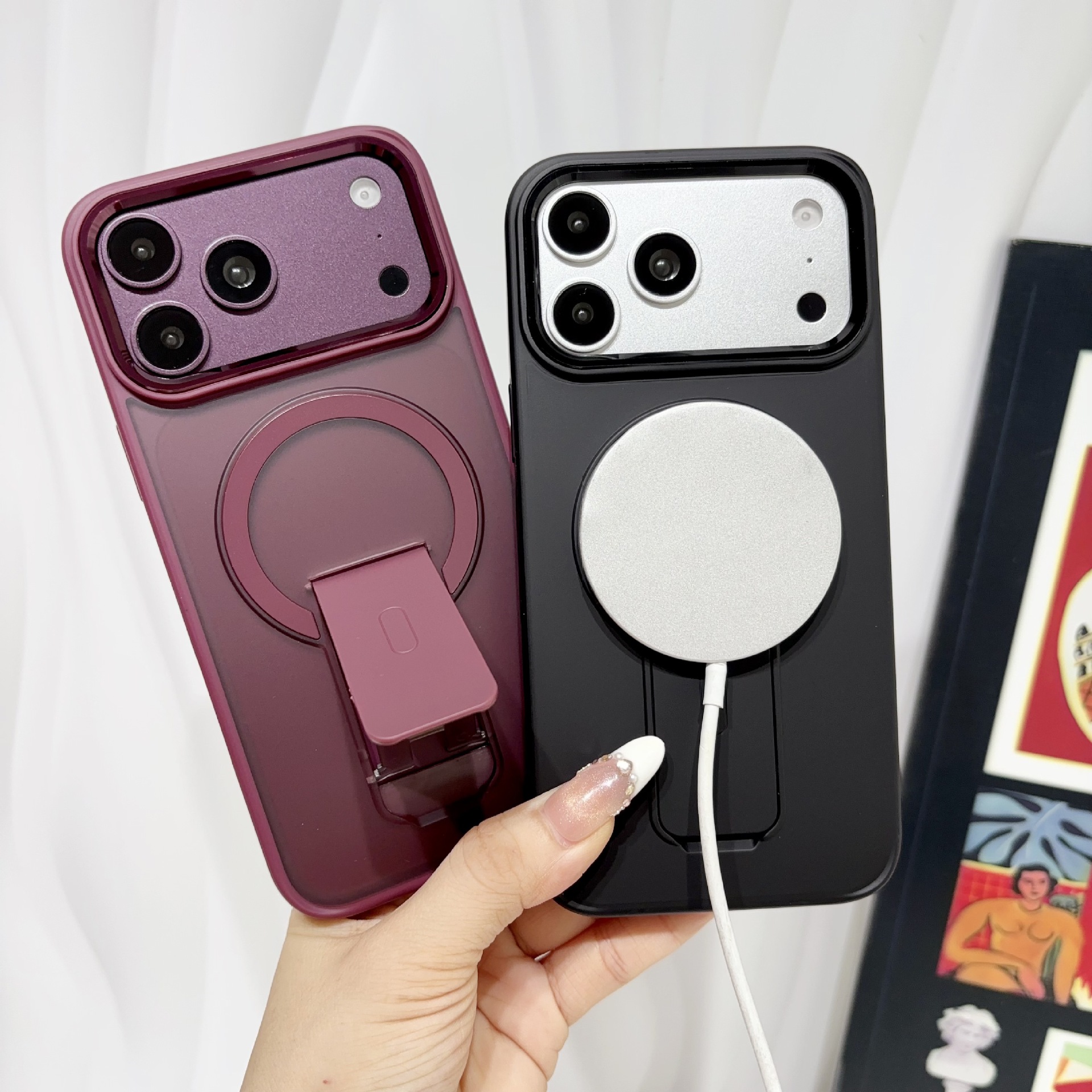 Funda con Soporte Magnético para iPhone 18 Pro Max 17 16 de TPU Mate Anti-caída