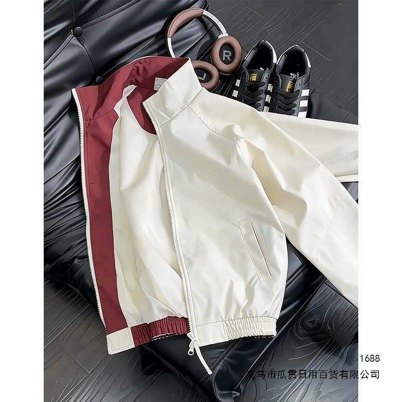 cleanfit撞色拼接立领工装夹克男款春季感重磅短款棒球服外套
