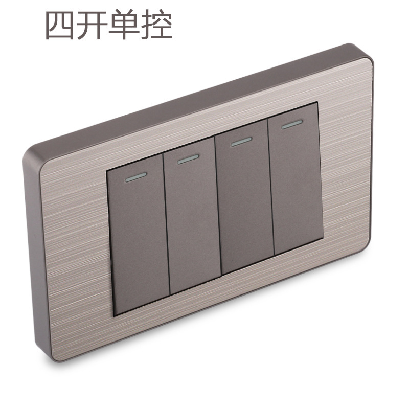 15A panel de metal de acero inoxidable gris dibujado tres agujeros Taiwan fabricado en Estados Unidos enchufe de pared conmutador suministro directo