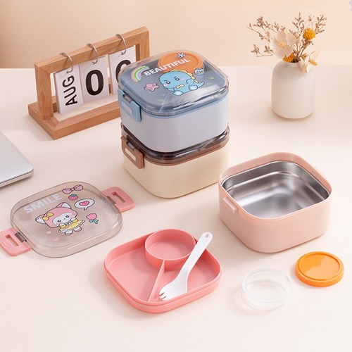 New 304 stainless steel insulated lunch box for meal delivery, student-specific portable microwave oven, multifunctional lunch box, cute