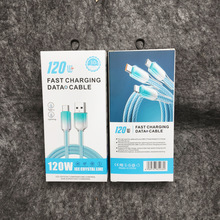 跨境PD120W小冰晶数据线盒适用苹果手机充电线6a透明编织线包装盒