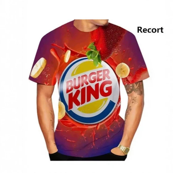 2025 Summer Burger King Men's and Women's New Fashion 3D Printed T-Shirt Casual Cool Short Sleeve Printed Shirt for Men 2025 Summer Burger King Men's and Women's New Fashion 3D Printed T-Shirt Casual Cool Short Sleeve Printed Shirt for Men
