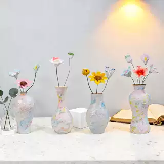 ins奶油风桌面景德镇陶瓷小花瓶套装房间改造小物件摆件送女友