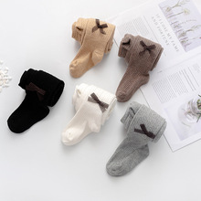 时尚春秋新款高腰女童连裤袜蝴蝶结儿童打底裤大PP婴儿宝宝连袜裤