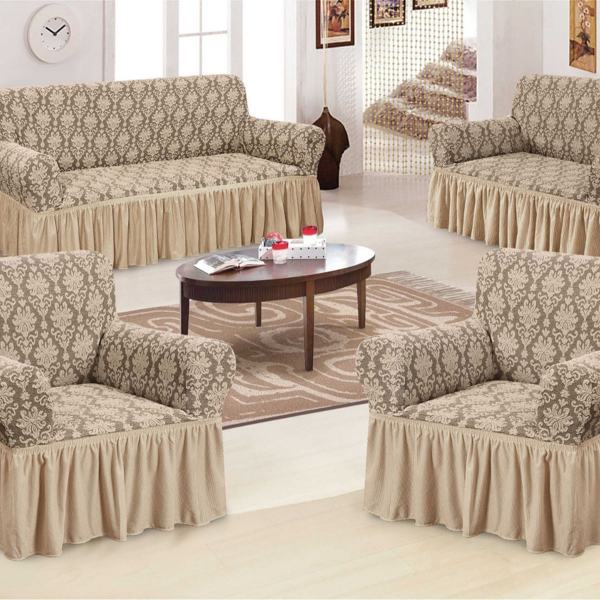 Style minimaliste européen, romantique français, housse de canapé extensible, résistante aux rayures, antidérapante, lavable et élastique, adaptée aux animaux de compagnie_voghion.com