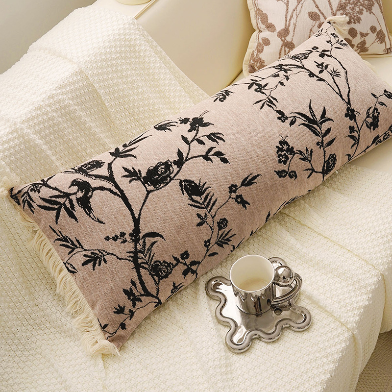 Cojín de cama larga marroquí, almohada lumbar, sofá de sala de estar estilo retro Maillard, funda de almohada con flecos largos, con núcleo image 9