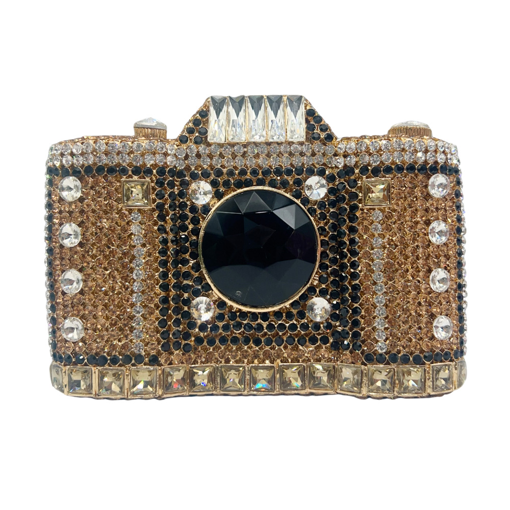 Cameracrystaleveningbag cámara transfronteriza diamantes bolsas de cena de fiesta de mano bolsa de mujer hebilla magnética dura