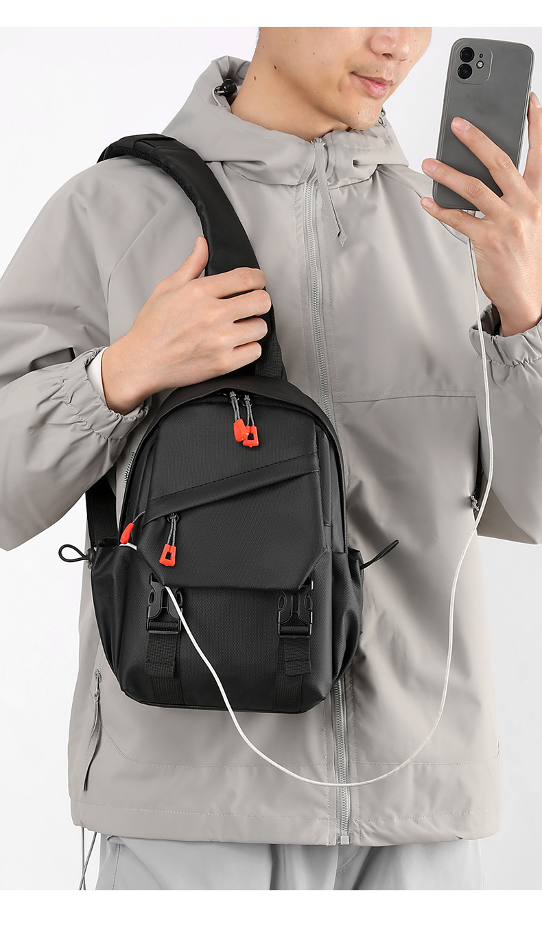 Trendy men's chest bag, crossbody bag, waterproof single-shoulder bag, cycling backpack, outdoor large-capacity men's bag, small bag, chest bag undefined