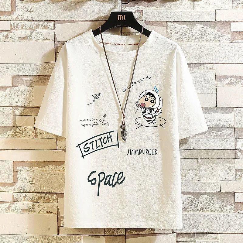 2025 nueva camiseta de algodón de lino para hombres set de manga corta marca de moda de verano grande con un juego de camiseta de lino suelta