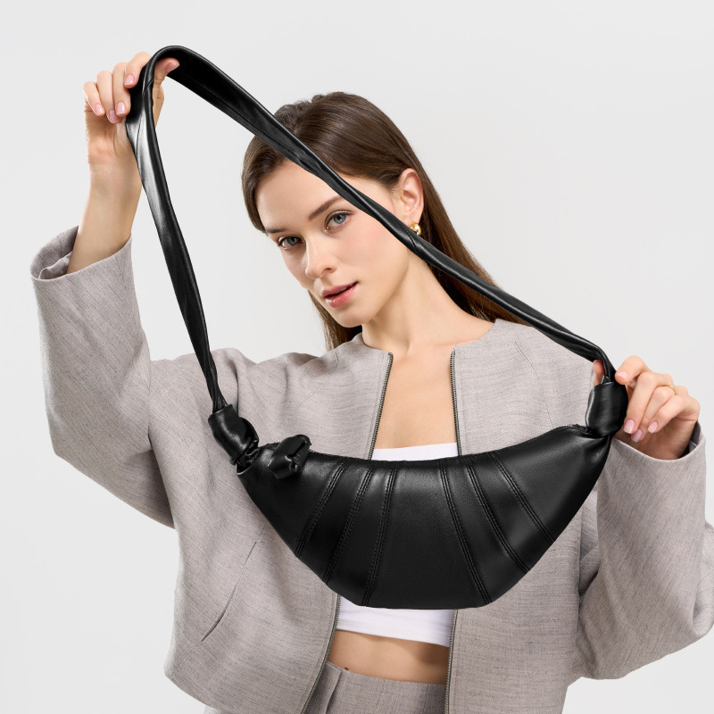 French Niche First-Layer Lambskin Croissant Bag, Crossbody Lazy-Style Croissant Bag, Genuine Leather Single-Shoulder Crossbody Dumpling Bag for Women French Niche First-Layer Lambskin Croissant Bag, Crossbody Lazy-Style Croissant Bag, Genuine Leather Single-Shoulder Crossbody Dumpling Bag for Women